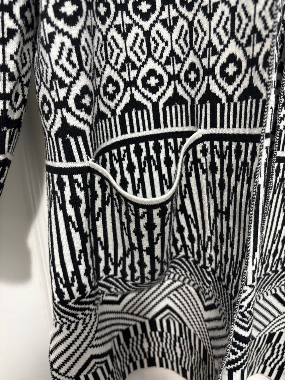 Ruby Rd. Black & White Patterned Open Front Cardigan Jacket - Picture 2 of 8